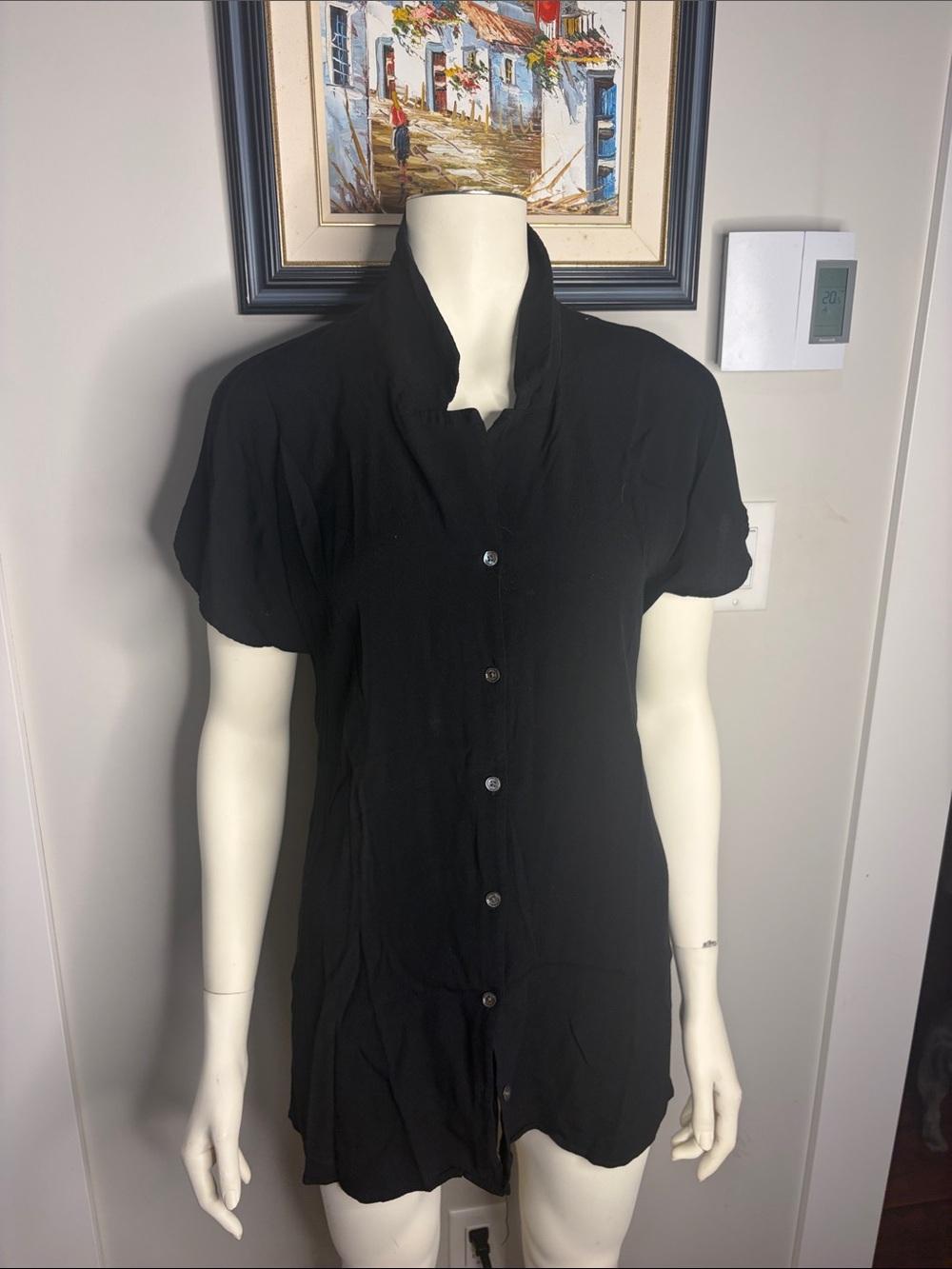 Wilfred Black Short-Sleeve Button-Down Blouse